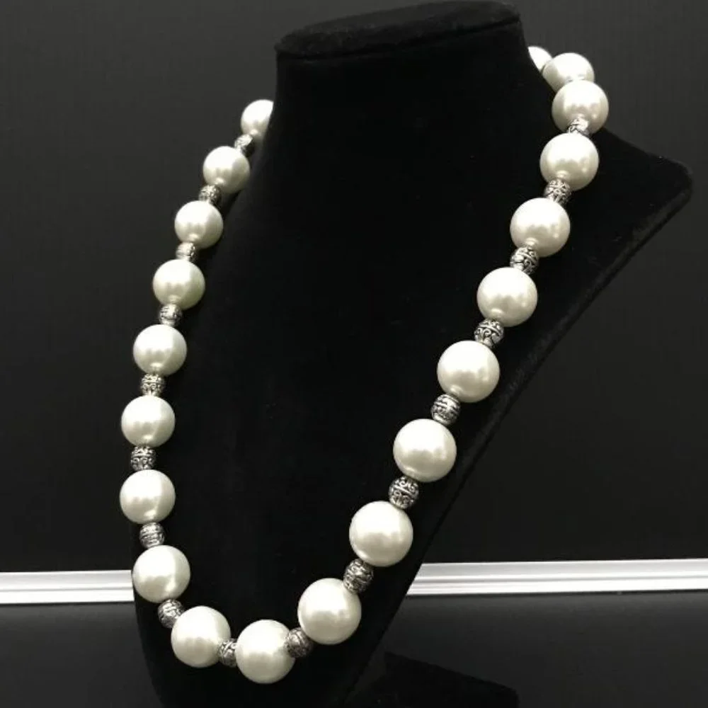 Faux Pearl & Silver-Tone Bead Necklace - Picture 4 of 6